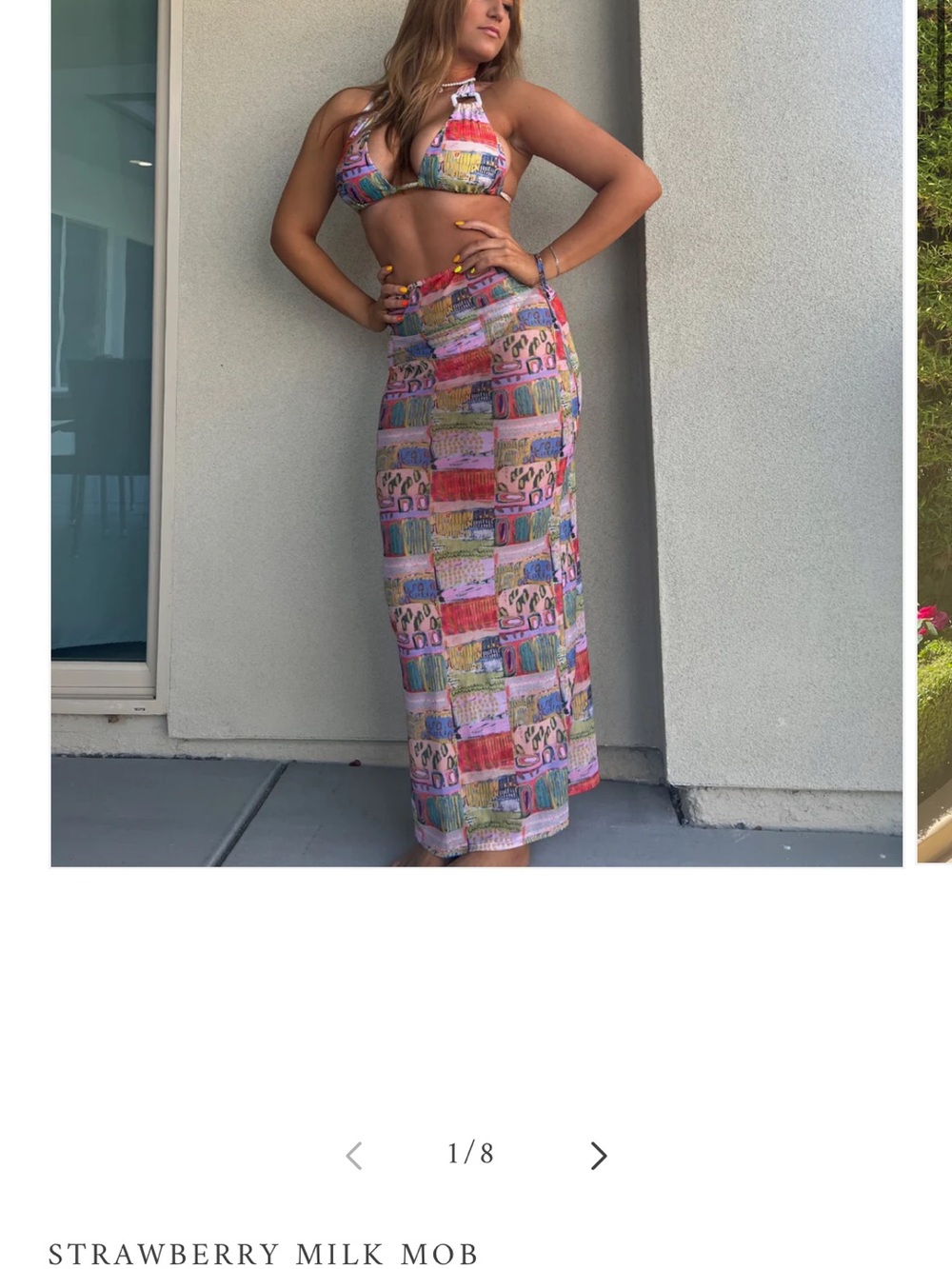 Strawberry Milk Mob Patchwork Multicolor Maxi Skirt